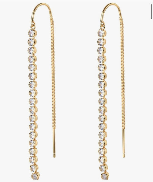 14K Gold Plated 925 Sterling Silver Earrings Double