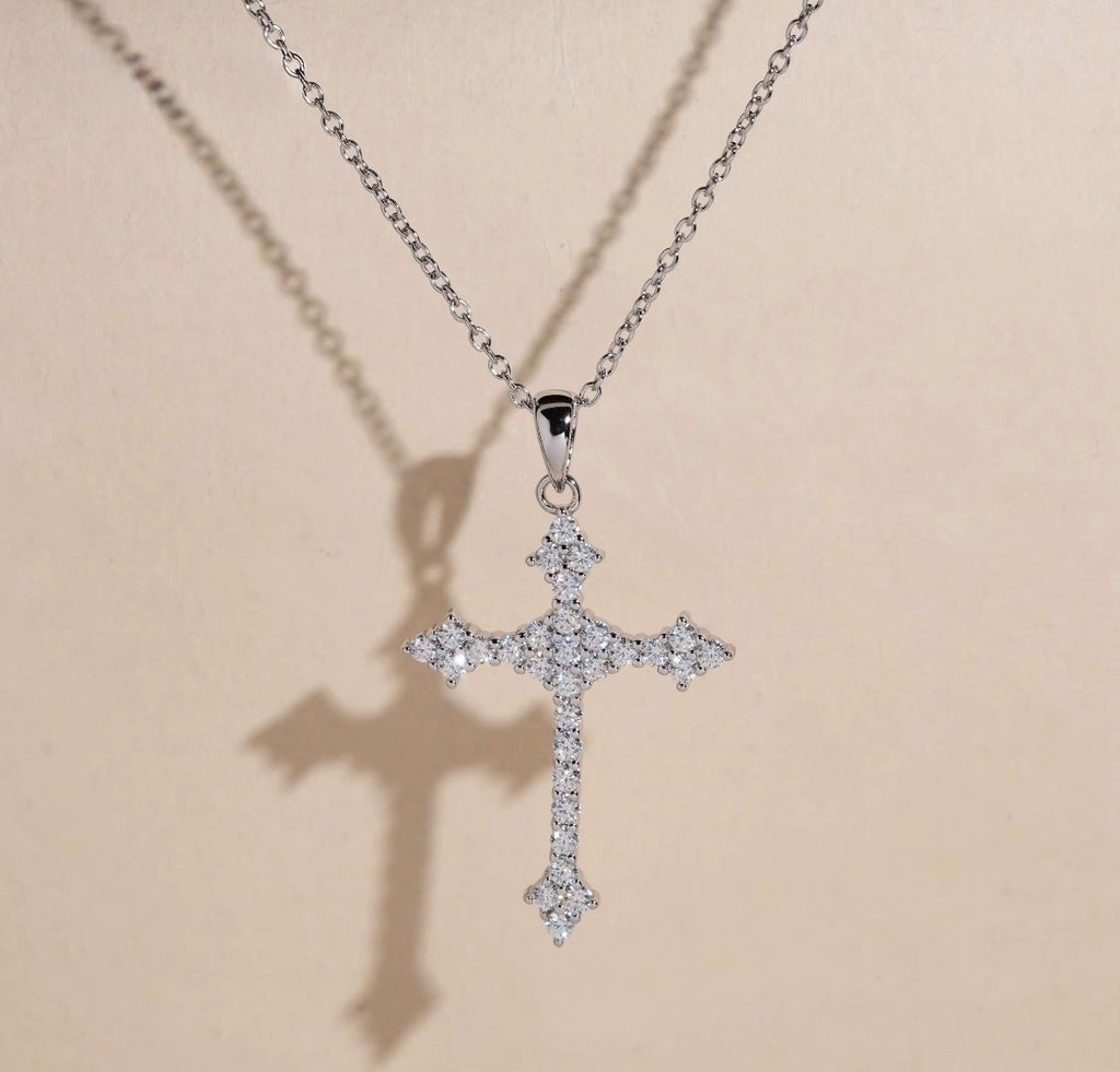 925 Silver Cross Pendant Moissanite Necklace Iced Out Men Women Fashion Cross Necklace Daily Wear