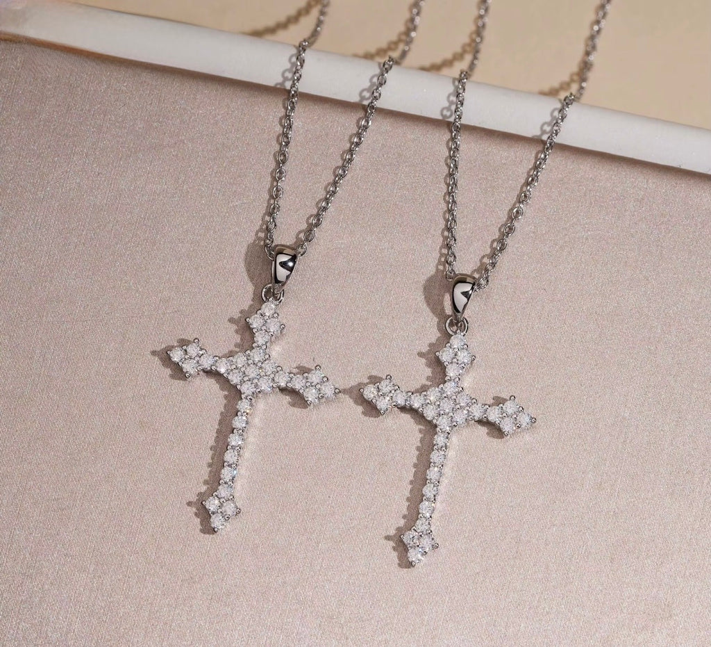 925 Silver Cross Pendant Moissanite Necklace Iced Out Men Women Fashion Cross Necklace Daily Wear