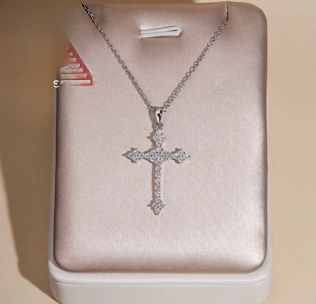 925 Silver Cross Pendant Moissanite Necklace Iced Out Men Women Fashion Cross Necklace Daily Wear