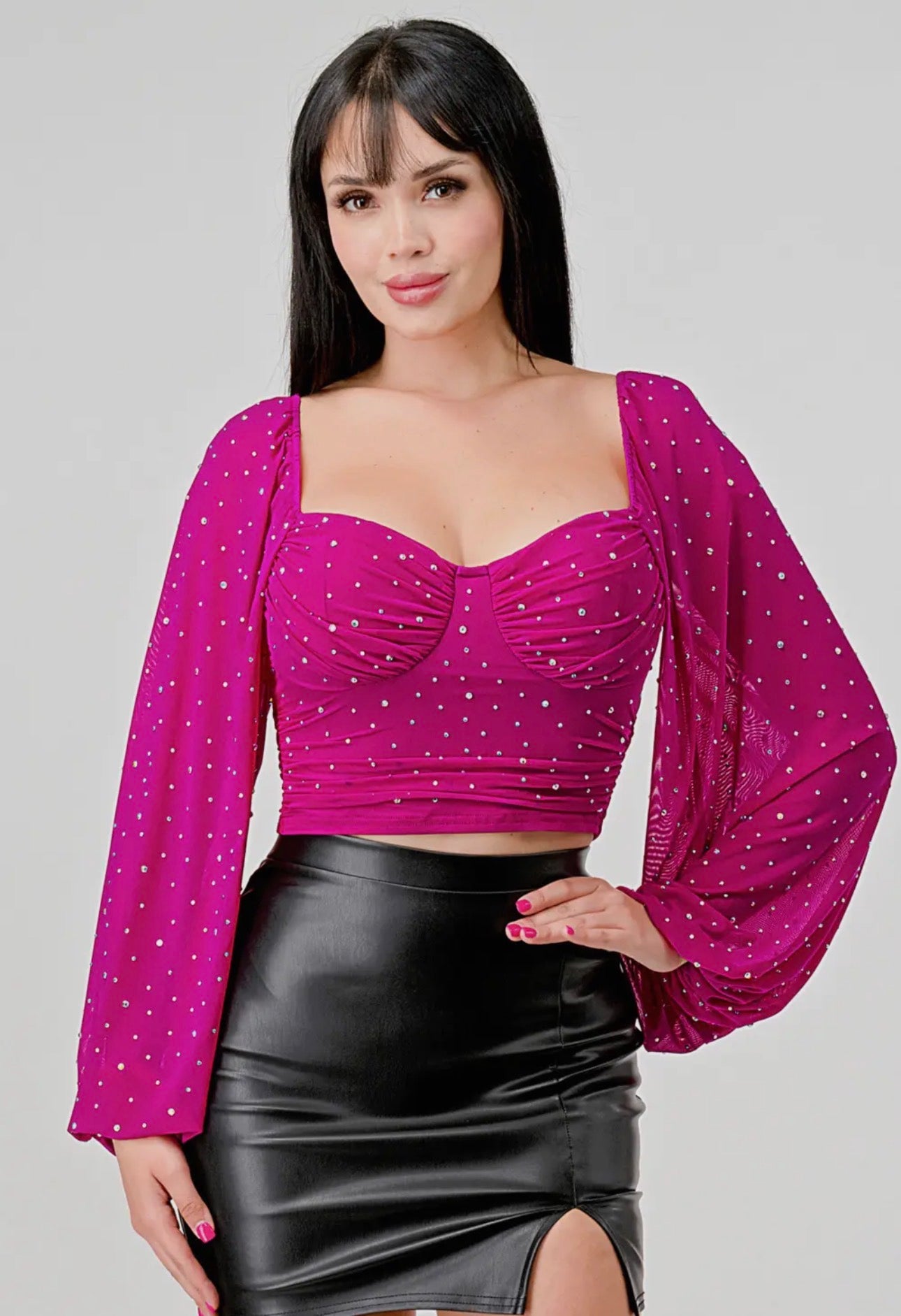 RHINESTONES MESH TOPS