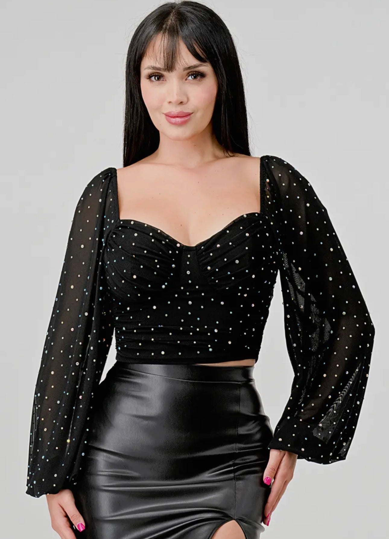 RHINESTONES MESH TOPS