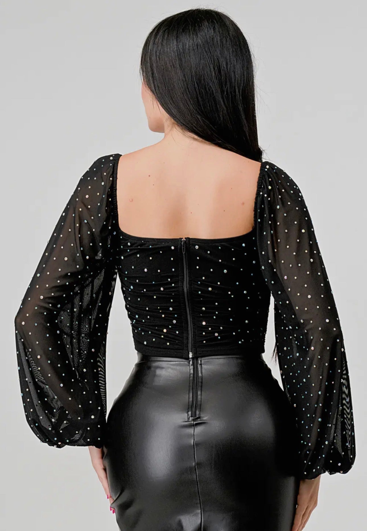 RHINESTONES MESH TOPS