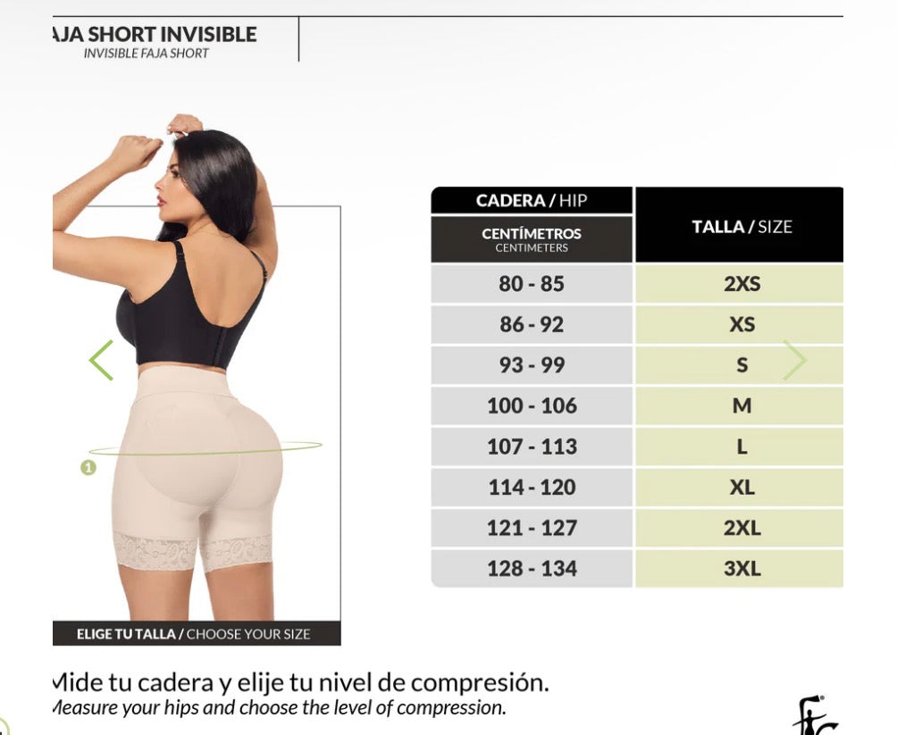 Faja short invisible / colombiano