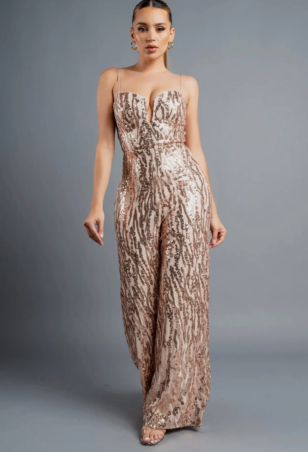 Mono sin mangas con lentejuelas en ondas