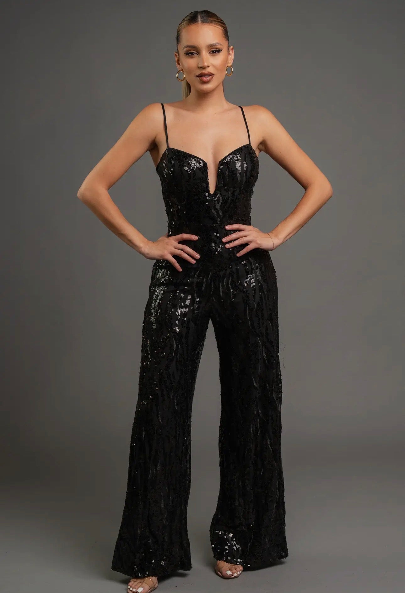 Mono sin mangas con lentejuelas en ondas