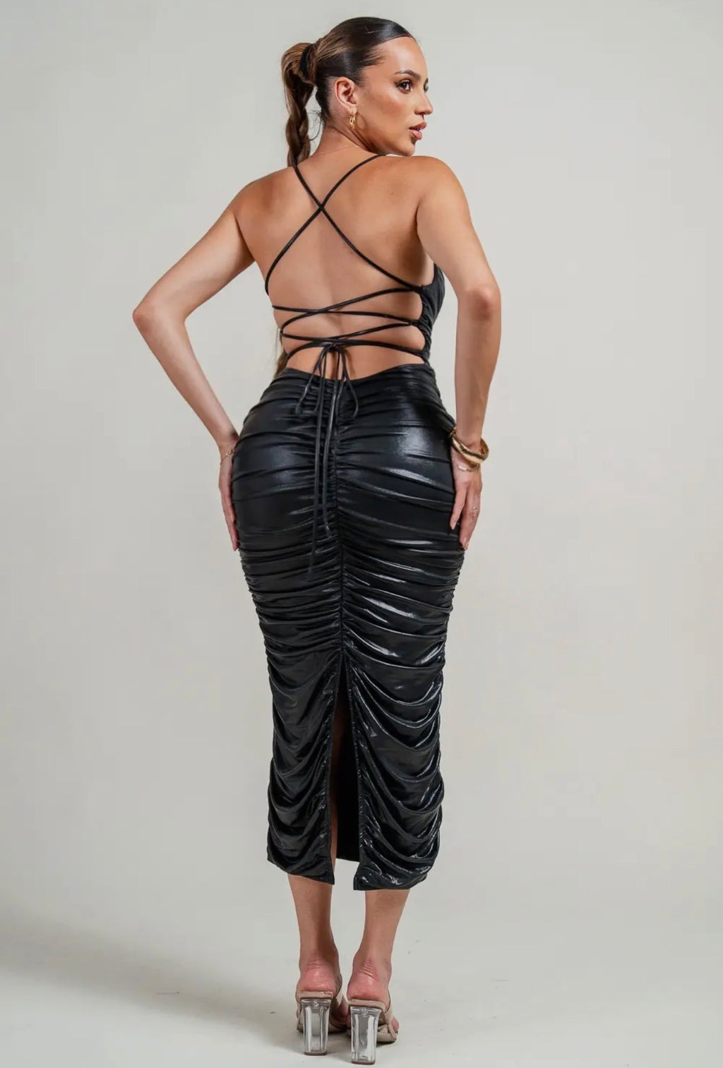 Vestido MINI SIN TIRANTES FRUNCIDO DE CINTURA BAJA CON VOLANTES